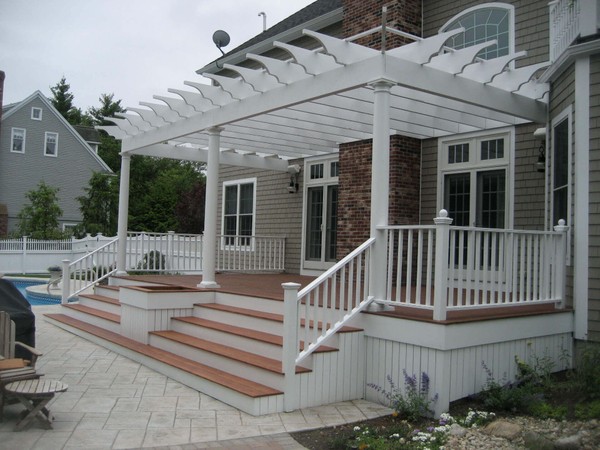 Custom deck with a pool